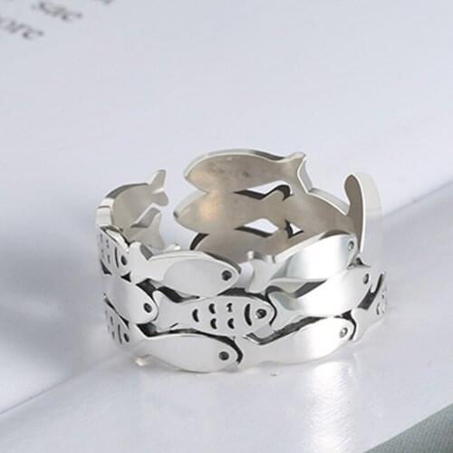 New Trendy Charm Fish Rings For Women Men Boho Knuckle Party Rings Punk Cocktail Jewelry Girls Gift anillos bijoux