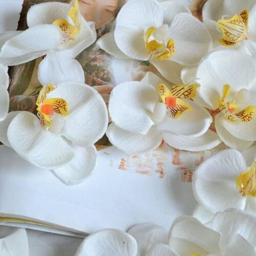 Wholesale 100pcs Artificial Butterfly Orchid Phalaenopsis Flower Heads Homemade Wedding Decoration Diy White Flower