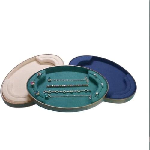 Oval Metal Microfiber Jewlery Display Tray Removable Solid Pendant Ring Organizer Tray Storage Holder Jewellery Porps Plate