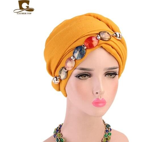 Agate Diamond Necklace Turban Voile Cap Muslim Baotou Jewelry Scarf Wrapped Head Jewelry Scarves Headscarf Headwrap For Women