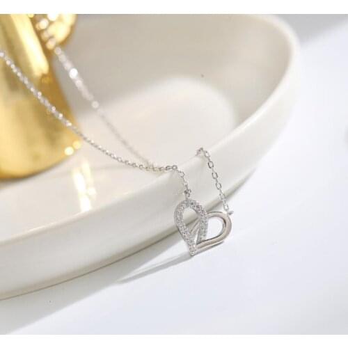 Heart Simple Hollow Pendant Korean Short Clavicle Chain 925 Sterling Silver Temperament Personality Female Necklace SNE317