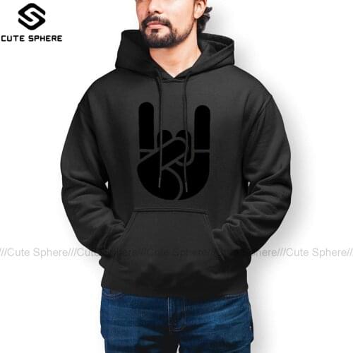 Casual Hard Metal Rock Hand Stencil Baby Hoodie Cotton Warm Hoodies Long Length Loose Pullover Hoodie Big Mens