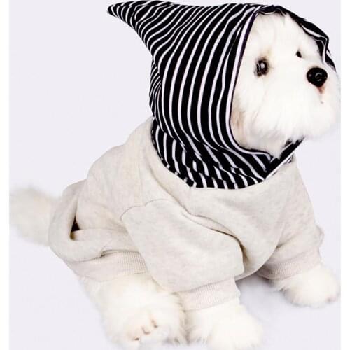 Pet Hoodies Stripe Caps Fashion Design Thin Dog Casual Two-legged Costume Fashion Striped Pet Dog Clothes For Dogs Coat Party