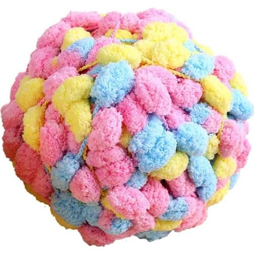 Thick Woollen Big Soft Rainbow Pom Pom Yarn Hand Knitting Crochet Yarn for DIY Blanket Cushion Colorful Pompom Thread QW068