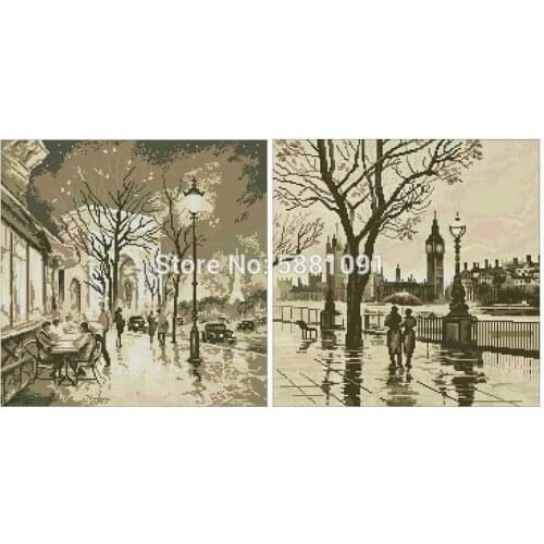 City street view patterns Counted Cross Stitch 11CT 14CT 18CT DIY Chinese Cross Stitch Kit Embroidery Needlework Sets home decor