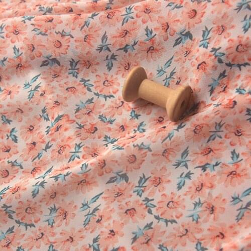 High quality Chiffon fabric Pale orange flower sewing Clothing long skirts garments curtains background fabrics
