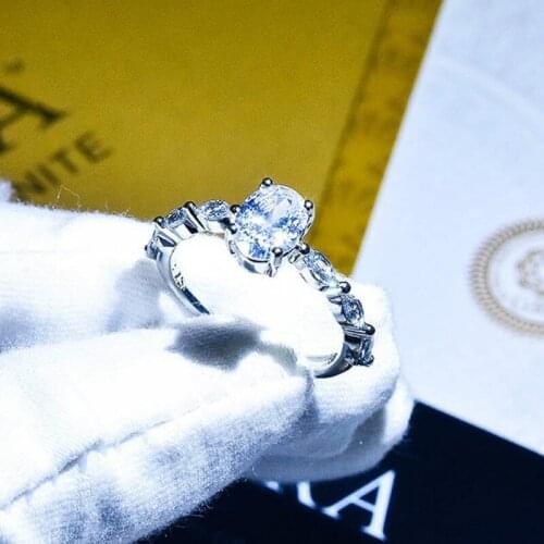 Womens Fashion High-end 925 Sterling Silver AAA Zircon Ring Engagement Wedding Gift Jewelry Ring Wholesale