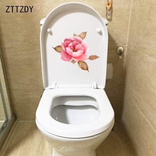 ZTTZDY 23.2*19.8CM Pink Camellia Flower Home Living Room Decor Wall Sticker WC Toilet Decal T2-0615