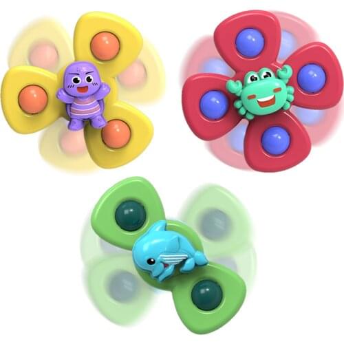 1Pcs Suction Cup Spinning Top Toy Baby Bath Toys Educational Toy Set Turntable Stress Relief Toy