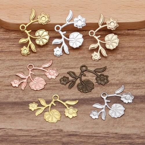 100 PCS 8x29mm Gold Silver Plated Flowers Metal Brass Filigree Flower Slice Charms Base Setting DIY Handmade Jewelry Findings