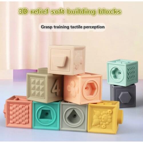 Puzzle 12pcs Baby Toy Soft Building Blocks 3d Touch Hand Balls Baby Massage Rubber Teethers Squeeze Toy Bath Toys Juguetes Bebe
