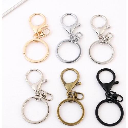 3pcs/lot 30mm*68mm Key Ring classic 5 Colors Plated lobster clasp key hook chain for making jewelry supplies wholesale lots bulk