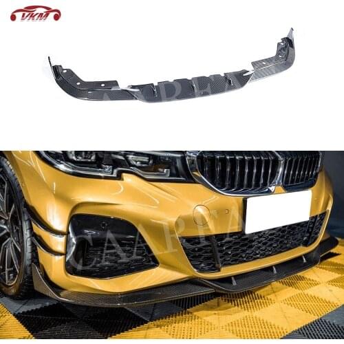 Dry Carbon Fiber Front Lip Apron Spoiler For BMW 3 Series G20 325i 2019 2020 Head Bumper Extension Chin Protector Car Styling