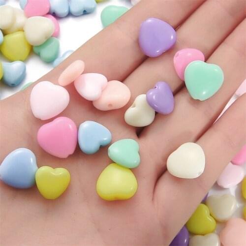 45-75pcs/lot Candy Color Love Heart Acrylic Beads DIY Handmade Beads Bracelet Accessories Loose Spacer Beads For Jewelry Making