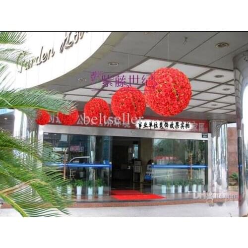 60CM 24 inch Artificial roses silk flower balls rose Hanging kissing balls For Christmas wedding Party Decorations supplies