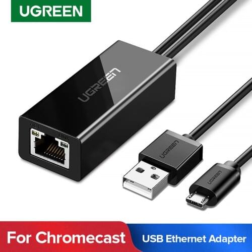 Ugreen Ethernet Adapter for Chromecast USB 2.0 to RJ45 for Google Chromecast 2 in 1 Ultra Audio TV Stick Micro USB Network Card