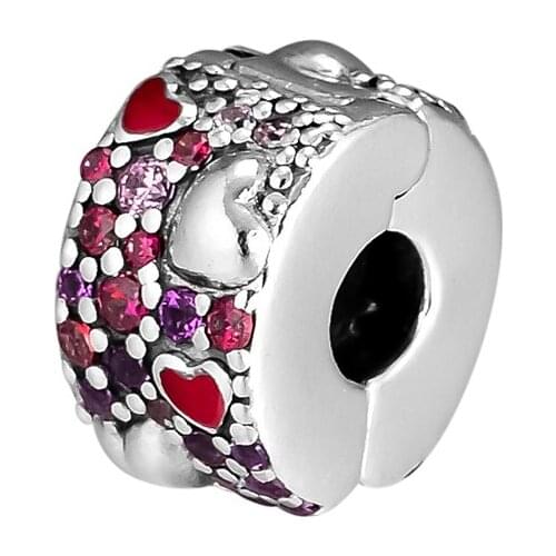 CKK Hearts of Love Clip Beads Charms Silver 925 Sterling Silver Jewelry Fits Original Bracelet Necklace Kralen Berloque Perles