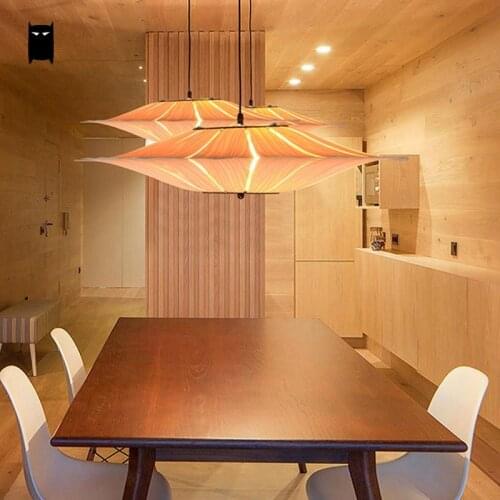 Oak Wooden Veneer Bark Shade Pendant Light Fixture Japanese Korean Nordic Rustic Creative Art Hanging Lamp Luminaria Design
