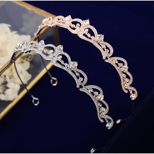 3 Colors Fashion Simple Crystal Wedding Tiaras Crowns Headpieces Evening Hair Accessories Evening Hair Jewelry