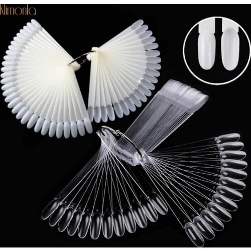 1 Set Nail Art Display Practice Manicure Tools Natural Clear Nail Swatch Polish Finger Card False Nails Tips Oval Fan Designs
