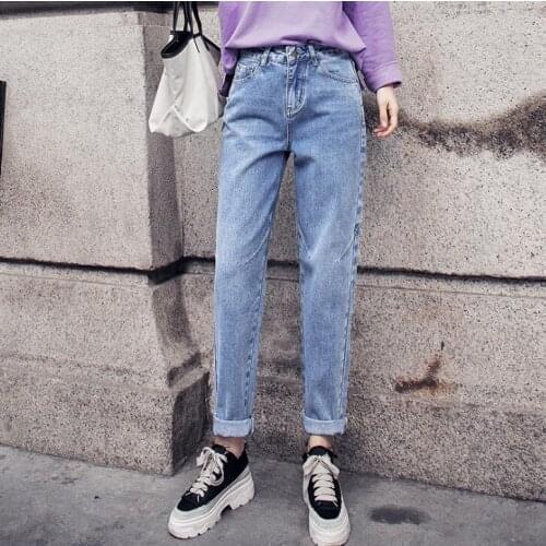 Denim Pants Mom High Waist For Women Vintage Straight Boyfriend Jeans Trousers Casual Fashion Cowboy Plus Size