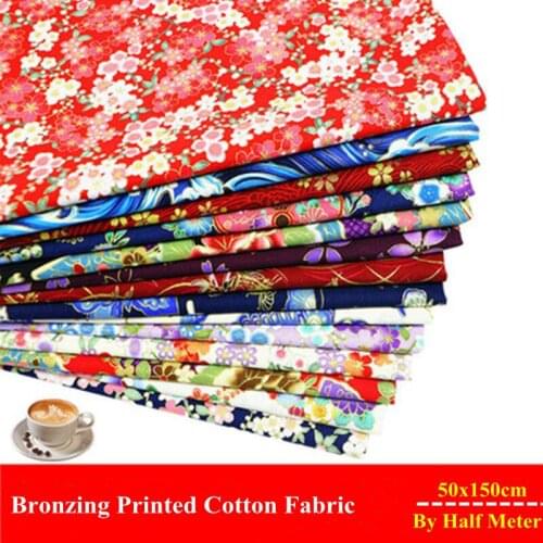 Colorful Japanese Bronzed Printed Cotton Fabrics for Kimono Doll Bag Sewing Handmade Patchwork Fabric DIY Material By Half Meter