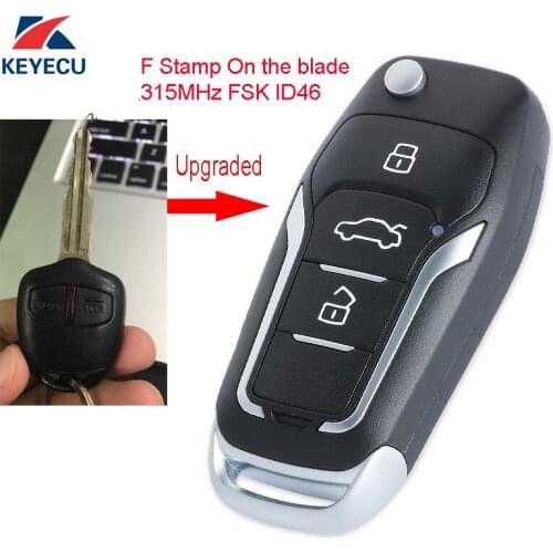 KEYECU Replacement Upgraded Flip Remote Car Key Fob 2 Button 315MHz FSK ID46 for Mitsubishi G8D-571M-A, F Stamp on the blade