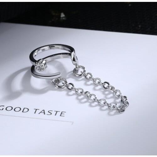 A Girl' 2021 New Cool Gothic Personality Without Pierced Ear bone Clip For Women Trendy Double Flash Diamond Chain Ear Clip