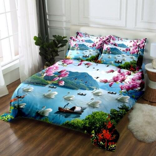 Bedding set queen size Twin Full king California king 3D bedsheet duvet bed cover Pillowcase parure de lit adulte Swan Lake
