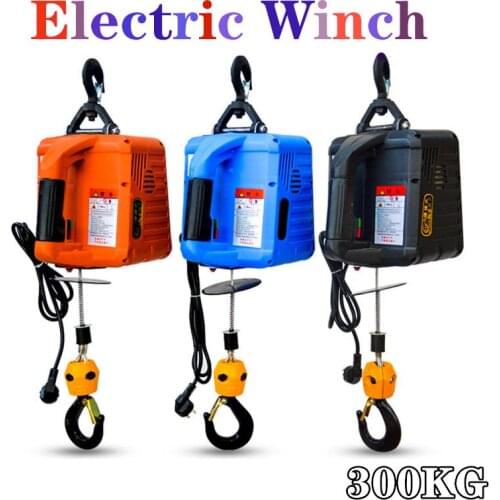 220V 300KG 11.8M Portable Electric Winch with wireless remote controller winch traction block Electric hoist windlass free ship