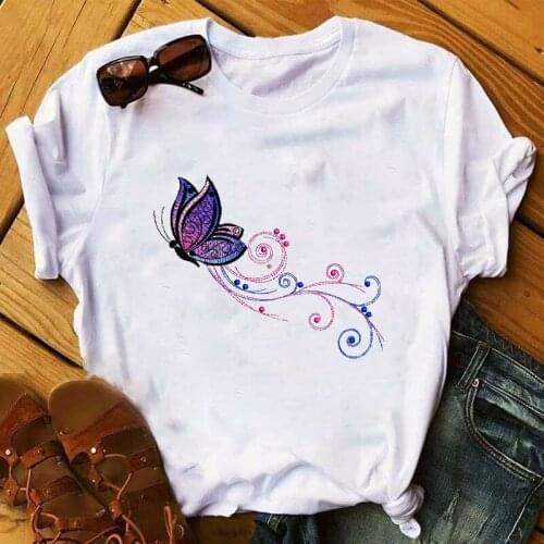 Summer Butterfly T Shirt Women Lovely Clothes Tshirt Cool Tees Kawaii Shirt Short Sleeve tee shirt Femme pretty little thing