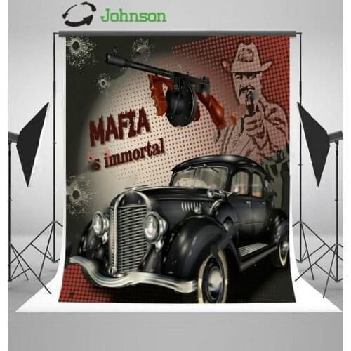 Mafia Gangster Car Gun Retro photo studio background polyester or Vinyl cloth High quality Computer print wall backdrop