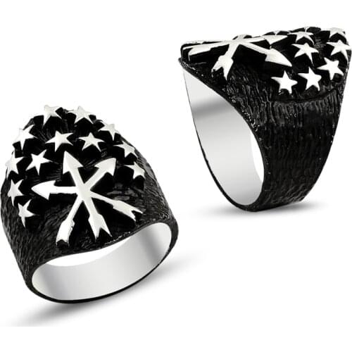 925 Silver Circasian Flag Designed Men Rings