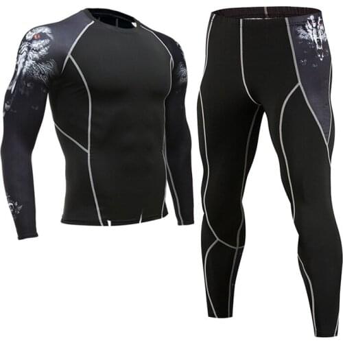 Mens thermal underwear suit MMA Clothing tactical base layer rashgard kit compression clothing Brands long sleeve tights