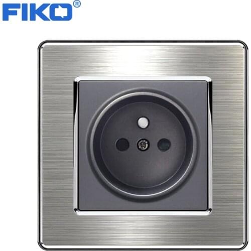 FIKO 16A French Wall Socket wall socket with USB ,Luxury Power Outlet Enchufe stainless steel panel 86mm*86mm