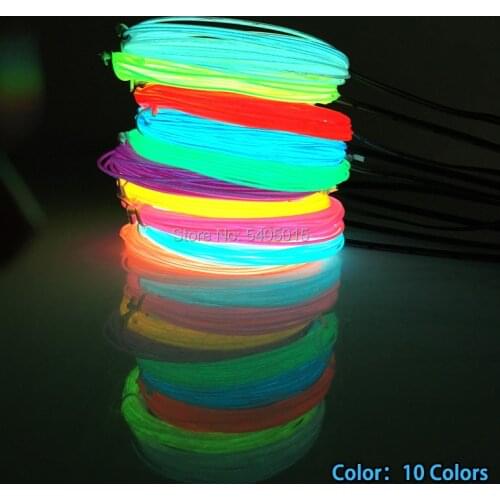 1Meters with DC-1.5V Electroluminescent 1.3mm EL Wire Neon Glowing Light Cold Light Flashing Driver For Holiday DIY Decoration
