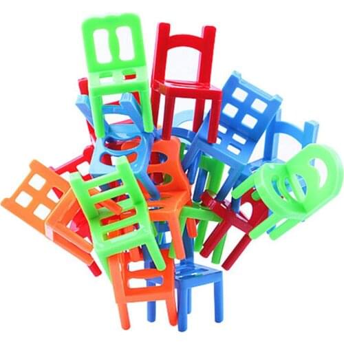 New 18pcs Mini Chair Balance Blocks Toy Plastic Assembly Blocks Stacking Chairs Kids Educational Family Game Balancing Training