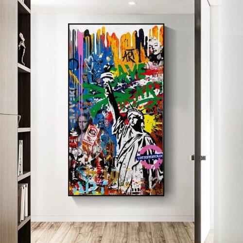 Modern Colorful US Statue of Liberty Posters Prints Abstract Street Graffiti Art Canvas Painting Wall Art Picture for Home Decor