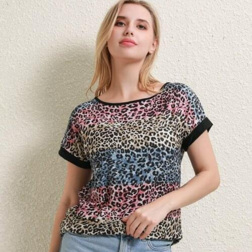 Casual Top 2021 Summer New Short-Sleeve Leopard Print O-Neck Female T-Shirt Women Loose Sexy T-Shirt Streetwear Woman Clothing