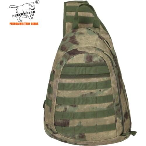 Durable outdoor cross-body bag a-tacs fg camouflage tactical chest bag 10l military sling bag multi-function hunting range bag
