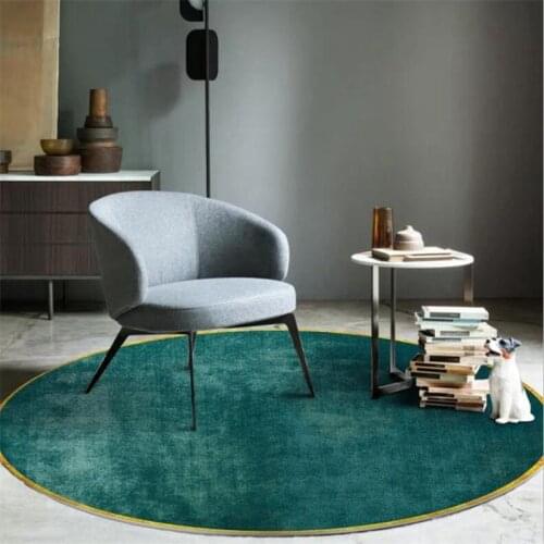 Nordic Simple Style Non-Slip Round Area Rugs Retro Distressed Green Study Room Computer Chair Floor Mat Kids Play Tent Carpets