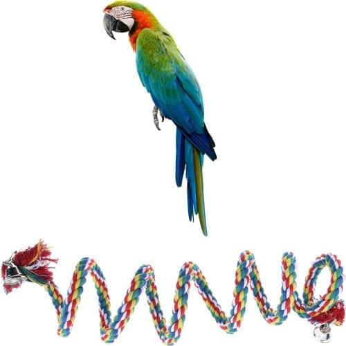 Bird Parrot Swing Toy 200cm (78inch) Bungee Climbing Cotton Spiral Rope Parrot Toys or Large-sized Bird Rope Perches Colorful