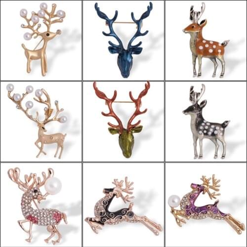 Christmas Reindeer Shape Ornament Brooch Sika Deer Shape Broochs Fashion Jewelry