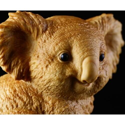 Boxwood 6CM Koala Sculpture Cute Animal Wood Statue Lucky Collection Home Decor