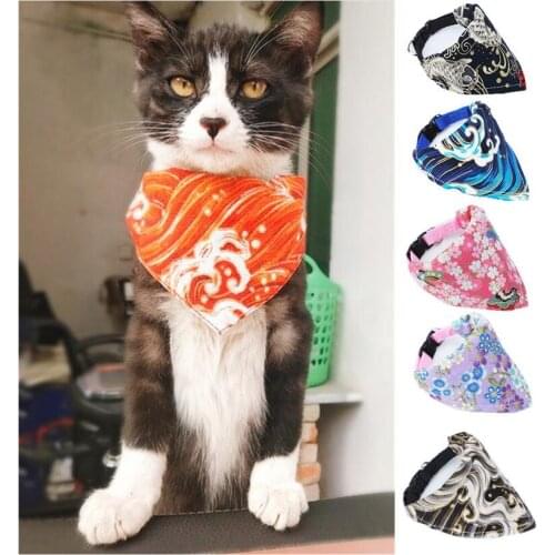 Pet Neckerchief Scarf Waterproof printing Cat dog bandana Bibs Scarf Collar Pet saliva towel cotton triangle towel