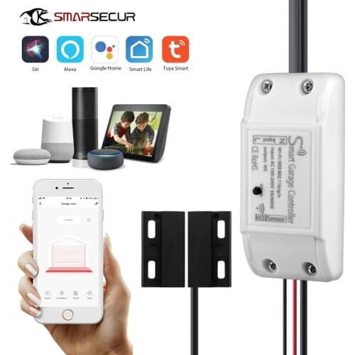 SMARSECUR WiFi Smart Garage Door Controller Opener Smart Life/Tuya APP Remote Compatible With Alexa Echo Google Home/Siri