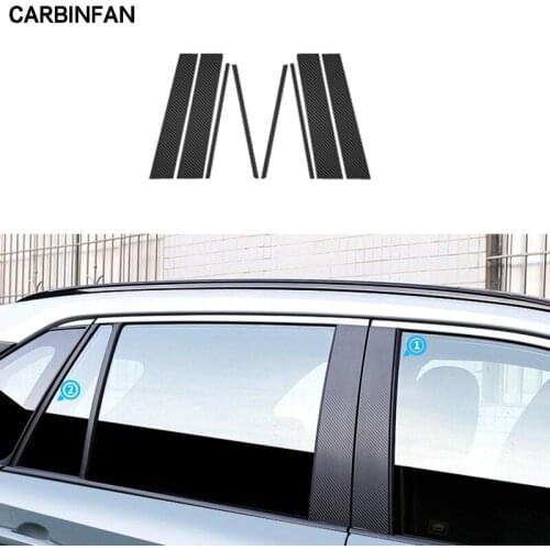 Car Styling Carbon Fiber Window Trim Garnish Pillar Middle Sticker Decoration Film Stickers For Toyota RAV4 RAV 4 2019 2020
