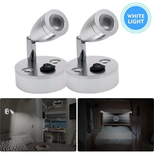 2pcs LED Spot Wall Light LED Reading Light ON OFF switch For Car Camper Van Caravan Boat White Light