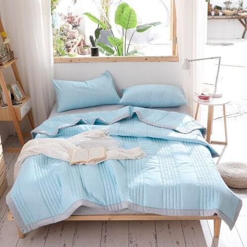 Solid Macaron Soft Comfortable Summer Quilts Bed Quilt Comforter Washable Quilted Adults Bedding Colorful Thin Duvet