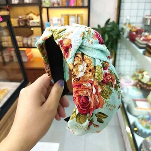 New Headband Cross Flower Printed Hair Band Bezel Turban Women Hairbands Girls Elegant Accessories Head Hoop Hair Jewelry 2020